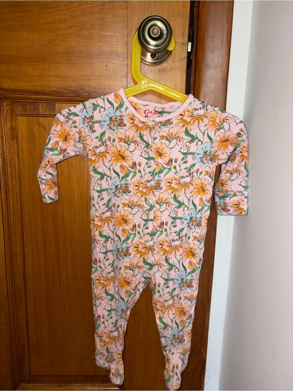 Cath Kidston Pink Floral Footed Baby One-Piece